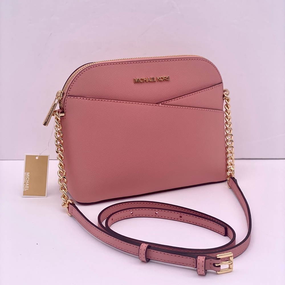 Michael Kors Jet Set Travel Medium Dome Crossbody Leather Primrose - Picture 12 of 12